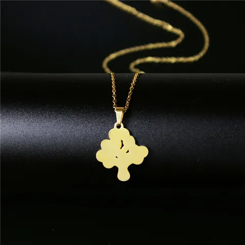 Collana con Pendente in Acciaio Inossidabile 304 Placcato Oro 18K per Donna Fiocco di Neve Quadrifoglio Gatto Cuore Animale Geometrica Gioielli