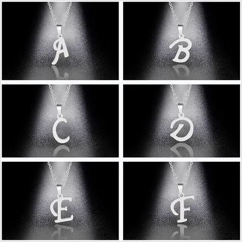 Collana con Pendente a Lettera Iniziale in Acciaio Inossidabile Minimalista per Donna Gioielli con Collana Iniziale in Argento Lucido