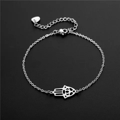 Bracciale con Ciondolo Cavo in Acciaio Inossidabile per Donna Regolabile Gioielli Hip Hop con Mano di Fatima Albero della Vita Cuore Croce
