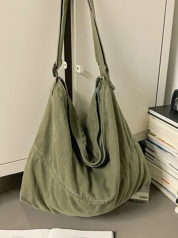 Bolso Bandolera de Lona para Mujer Gran Capacidad Vintage Hobo Bolso de Hombro para Viaje Diario Escuela Estudiantes Color Sólido Casual Tote