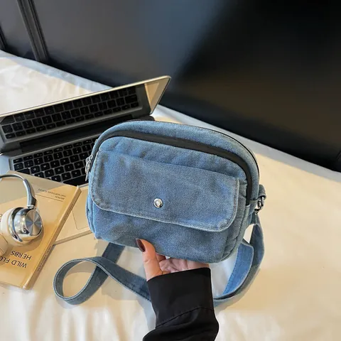 Borsa Piccola Quadrata In Denim Lavato Da Donna Vintage Casual Streetwear Borsa A Tracolla Con Tracolla Regolabile E Cerniera