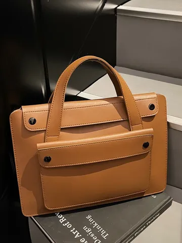 Borsa da Lavoro da Donna in Pelle PU Grande Capacità Ventiquattrore Minimalista Borsa per Laptop per Ufficio Quotidiana Donna