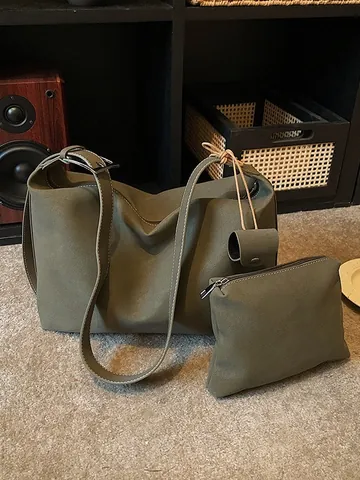 Vintage Synthetic Leather Hobo Shoulder Bag With Contrast Stitching Large Capacity Tote Bag And Inner Pouch For Women