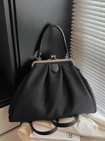Vintage Gefaltete Wolken-Handtasche Für Damen Große Kapazität Stoff-Schultertasche Mit Metall-Bügelverschluss Und Verstellbarem Riemen Dual Use