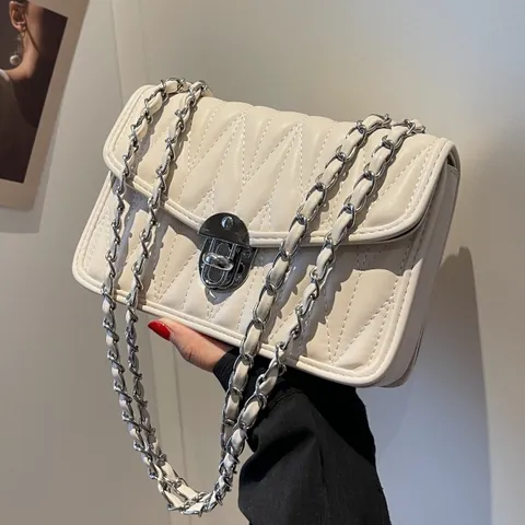 Sac Bandoulière Matelassé Tendance Pour Femmes En Simili Cuir Avec Fermoir Rotatif Argenté Sac À Main Élégant