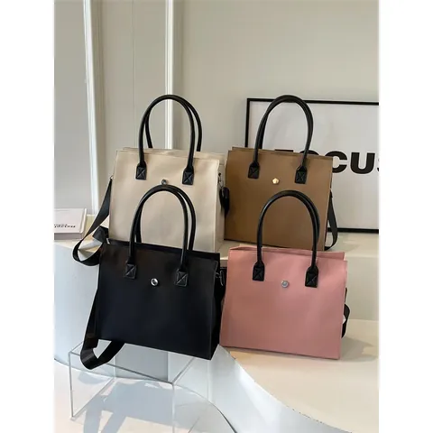 Large Capacity PU Leather Tote Bag For Women Minimalist Commuter Handbag With Detachable Shoulder Strap Casual Daily Bag