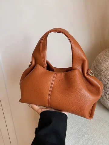 Women Fashion Cloud Hobo Bag Lychee Pattern PU Leather Shoulder Bag Crossbody Bag With Adjustable Strap Vintage Handbag