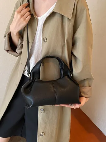 Women Fashion Cloud Hobo Bag Lychee Pattern PU Leather Shoulder Bag Crossbody Bag With Adjustable Strap Vintage Handbag