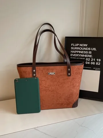 Γυναικεία Vintage Τσάντα Tote από Δέρμα PU με Όψη Σουέτ Μεγάλης Χωρητικότητας Τσάντα Ώμου για Μετακίνηση και Σχολείο