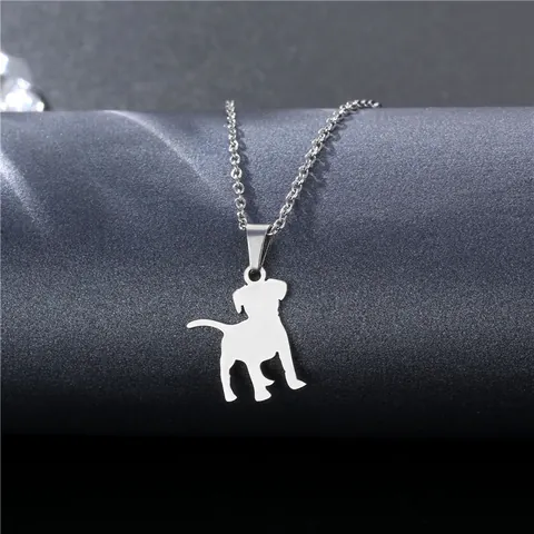 Minimalist 304 Stainless Steel Dog Silhouette Pendant Necklace For Women Girls Pet Lovers Polished Animal Charm Jewelry Gift