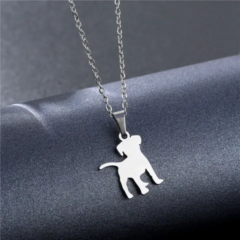 Minimalist 304 Stainless Steel Dog Silhouette Pendant Necklace For Women Girls Pet Lovers Polished Animal Charm Jewelry Gift