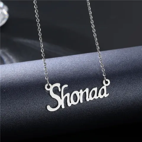 Edelstahl Shonaa Buchstabe Anhänger Halskette Personalisierte Minimalistische Schmuck Für Damen Elegante Silber Ton Namenskette