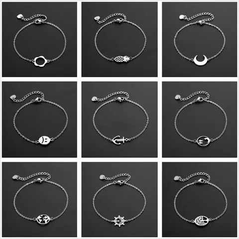 Bracciale con Ciondolo Cavo in Acciaio Inossidabile per Donna Regolabile Gioielli Hip Hop con Mano di Fatima Albero della Vita Cuore Croce