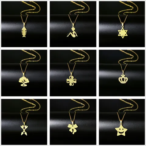 Collana con Pendente in Acciaio Inossidabile Placcato Oro 18K Gioielli Hip Hop Street da Donna Accessori Moda