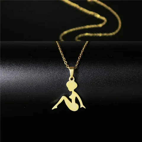 Collana con Pendente in Acciaio Inossidabile Placcato Oro 18K Gioielli Hip Hop Street da Donna Accessori Moda