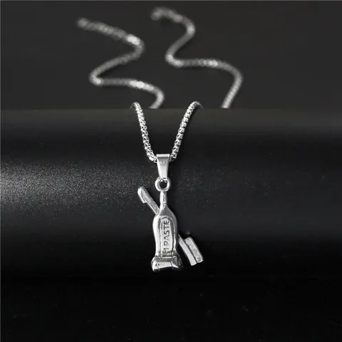 Edelstahl Zahnbürste Und Zahnpasta Anhänger Halskette Silberton Kreatives Zahnarzt Geschenk Unisex Minimalistischer Boxkette Schmuck
