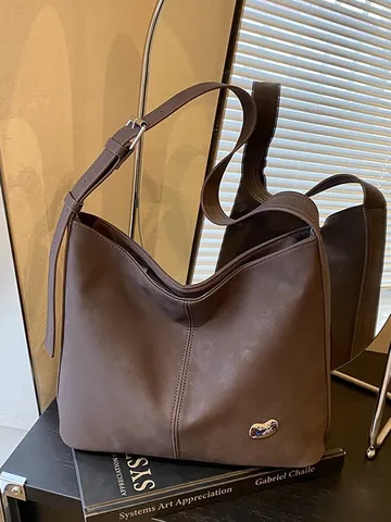 Borsa Hobo Tote Donna Grande Capacità in Ecopelle PU Vintage Minimalista Borsa a Tracolla Con Cinturino Regolabile