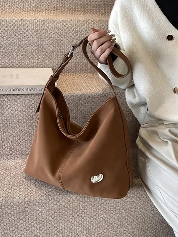 Borsa Hobo Tote Donna Grande Capacità in Ecopelle PU Vintage Minimalista Borsa a Tracolla Con Cinturino Regolabile
