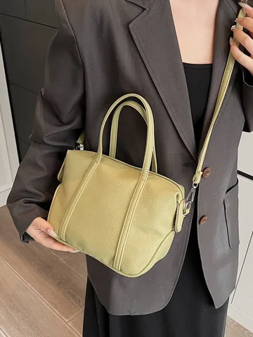 Fashion Women Lychee Pattern Shoulder Bag Synthetic Leather Crossbody Handbag With Detachable Strap For Daily Work Commute