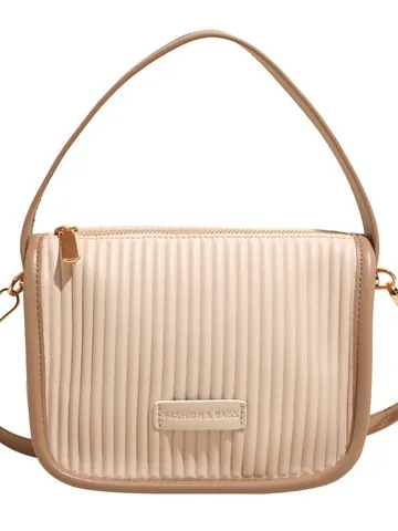 Damen Plissee PU Leder Umhängetasche Kleine Vintage Schultertasche Casual Handtasche Mode Messenger Bag Mit Metall Buchstaben Tag