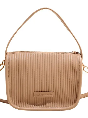 Damen Plissee PU Leder Umhängetasche Kleine Vintage Schultertasche Casual Handtasche Mode Messenger Bag Mit Metall Buchstaben Tag