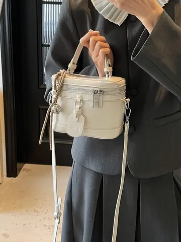 2025 Mode Femmes Sac à Main en Cuir PU Vintage Forme Boîte Sac Bandoulière Polyvalent Vanity Case Sac à Épaule Carré Minimaliste