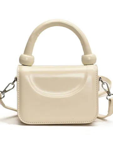 Petit Sac à Main Carré en Cuir PU Brillant pour Femmes Avec Doublure en Polyester Bandoulière Amovible Sac à Bandoulière Mode