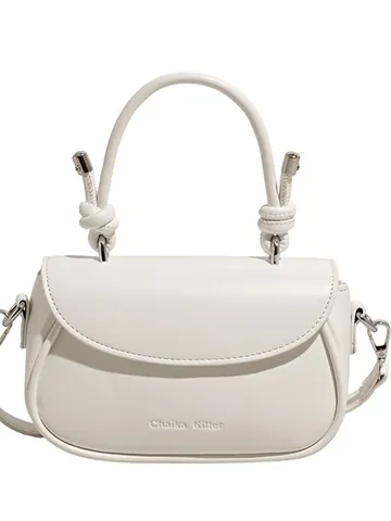 Women PU Leather Small Square Crossbody Bag Knot Handle Fashion Vintage Shoulder Handbag for Daily Commute Simple Style
