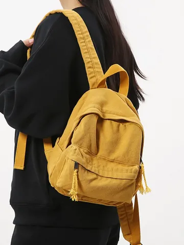 Vintage Gewassen Canvas Mini Rugzak Voor Vrouwen Meisjes Casual Mode Schooltas Kleine Reisrugzak Met Gevlochten Touw Rits Trekker