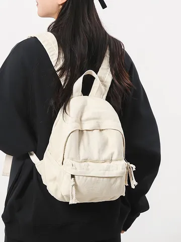 Vintage Gewassen Canvas Mini Rugzak Voor Vrouwen Meisjes Casual Mode Schooltas Kleine Reisrugzak Met Gevlochten Touw Rits Trekker