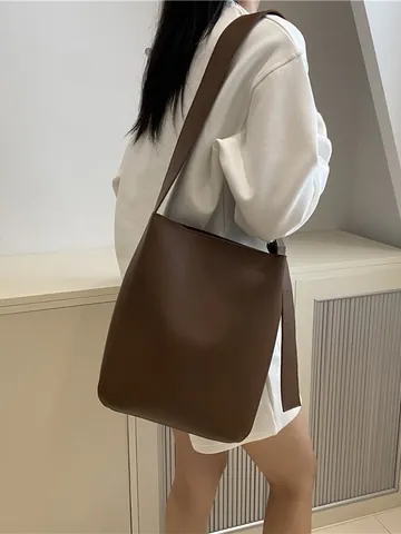 Ensemble de Sacs à Bandoulière en Cuir PU Rétro Minimaliste Grande Capacité pour Femmes Vintage Sous-Mère Tote Pouch Seau