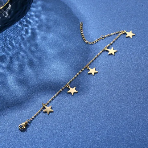 304 Roestvrij Staal Vijfpuntige Ster Hanger Armband Voor Vrouwen Minimalistisch Verguld Geometrisch Gepolijst Sieraden