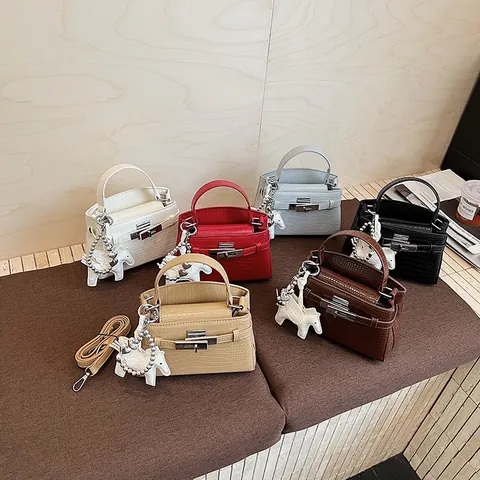 Damen Mode Krokodil Prägung Kelly Tasche Mit Silbernem Schloss Pferdeanhänger PU Leder Handtasche Umhängetasche