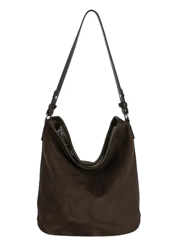 Damen Vintage Wildlederimitat Große Kapazität Beuteltasche Minimalistische Hobo-Umhängetasche Mit Verstellbarem Lederriemen Lässige Tote