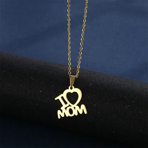 Mother's Day Heart I Love Mom Jewelry Set 304 Stainless Steel Hollow Pendant Necklace Stud Earrings For Women Gift