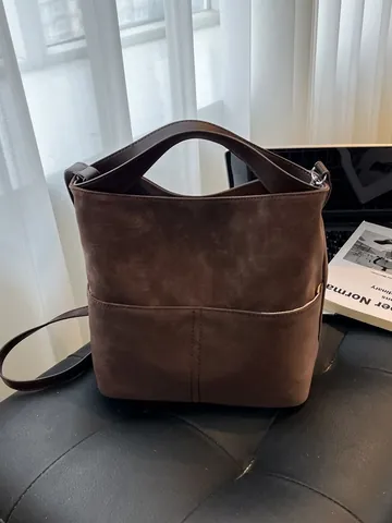 Bolso Tote de Cuero PU Mate Vintage Para Mujer Bolso de Hombro de Gran Capacidad de Moda Para Viaje Diario Bolso de Cubo Con Hebilla Magnética
