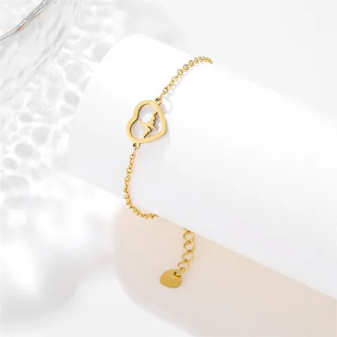 Bracciale Minimalista in Acciaio Inossidabile con Cuore ECG per Donna Bracciale a Catena con Onda del Battito Cardiaco