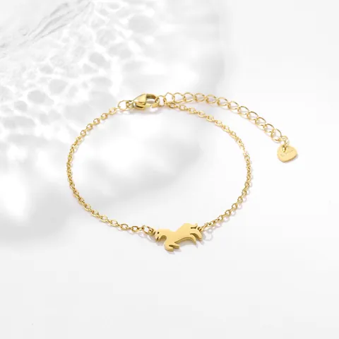 Bracciale a Cavallo in Acciaio Inossidabile Minimalista per Donna Placcato Oro Argento Ciondolo Unicorno Coda a Cuore Catena Regolabile Gioielli