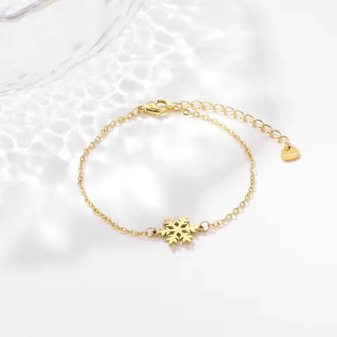 Braccialetto con Ciondolo a Fiocco di Neve in Acciaio Inossidabile per Donna Elegante Oro Argento Regolabile Gioielli Regalo