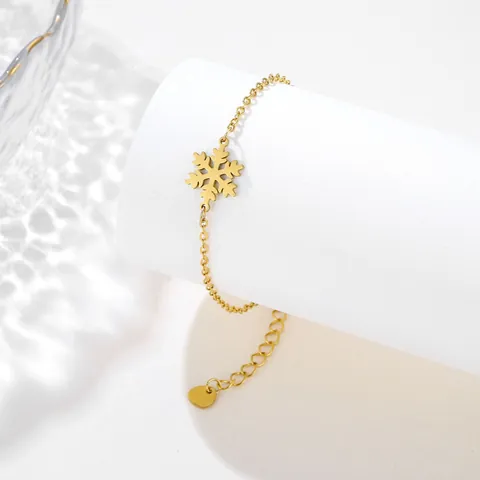 Braccialetto con Ciondolo a Fiocco di Neve in Acciaio Inossidabile per Donna Elegante Oro Argento Regolabile Gioielli Regalo