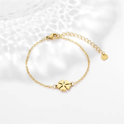 Minimalist Stainless Steel Hollow Clover Pendant Bracelet For Women Lucky Flower Adjustable Gold Silver Chain Jewelry Gift