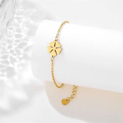 Minimalist Stainless Steel Hollow Clover Pendant Bracelet For Women Lucky Flower Adjustable Gold Silver Chain Jewelry Gift