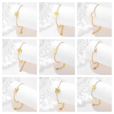 Bracciale in Acciaio Inossidabile Cuore Stetoscopio Croce Sorriso Albero della Vita Hamsa Farfalla Ancora Stella di David Gioielli Oro