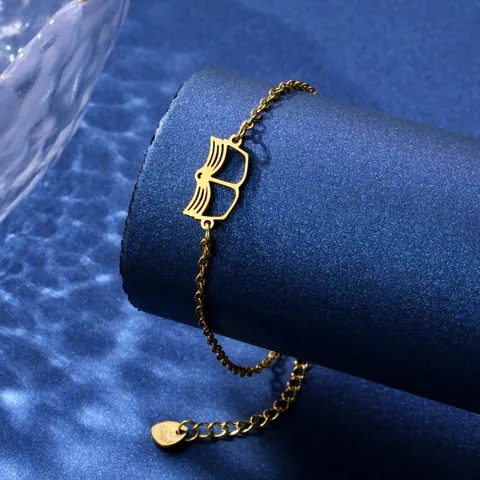 Bracciale con Pendente a Forma di Libro Aperto in Acciaio Inossidabile per Donna Gioiello Regolabile Stile Letterario