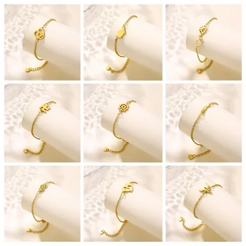 Bracciale Minimalista in Acciaio Inossidabile Placcato Oro per Donna Pendente Geometrico Animale Gioielli di Moda Regalo di Compleanno