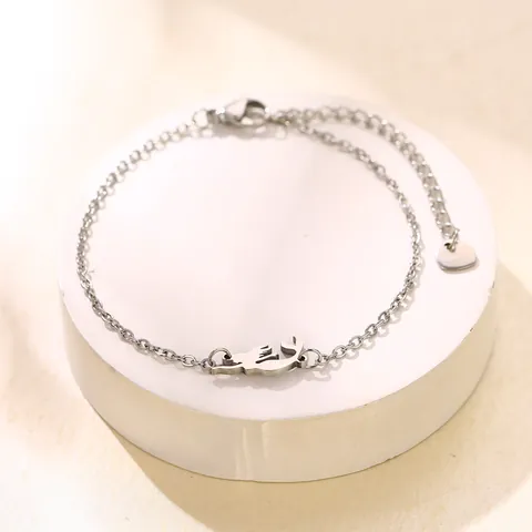 Bracciale con Charm a Forma di Sirena e Gatto in Acciaio Inossidabile Minimalista per Donna Oro Argento Placcato Stile Spiaggia Gioielli Regalo Regolabile