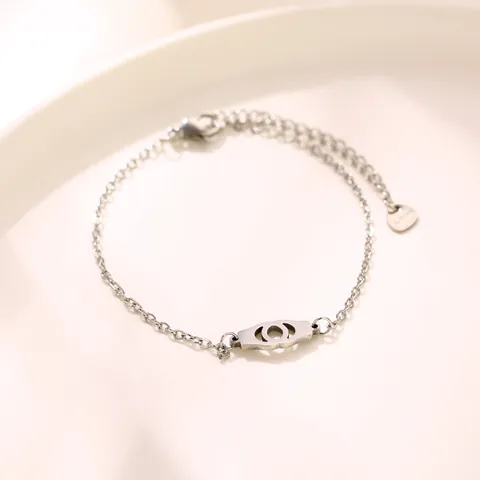 Women Stainless Steel Handcuff Bracelet Personalized Geometric Hollow Link Chain Gold Silver Jewelry Adjustable Handcuffs