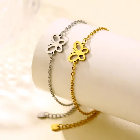 Bracciale a Farfalla Traforato in Acciaio Inossidabile Bohemian per Donna Moda Catena O Regolabile Ciondolo Animale Gioielli Regalo
