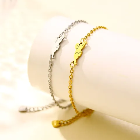Minimalistische Roestvrijstalen Kat Hond Dier Bedel Armband Dames Goud Zilver Verstelbare Mode Huisdier Sieraden