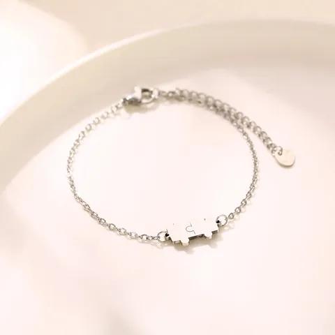 Bracciale Regolabile in Acciaio Inossidabile a Forma di Pezzo di Puzzle per Donna Oro Argento Placcato Gioielli Geometrici Regalo di San Valentino